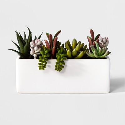 3.5" x 3.5" Artificial Succulents In Pot Green/White - Project 62™