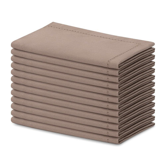 Blue Needles Set of 6 Hemstitch Linen Napkins 100% Cotton Chocolate Brown Cloth Dinner Napkins 18x18 inches, Soft, Reusable, Absorbent, Washable, Ideal for Spring Summer Easter Parties & Everyday Use