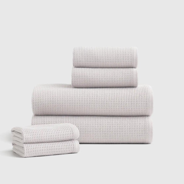 Turkish Waffle Terry Bath Towel Bundle - Silver
