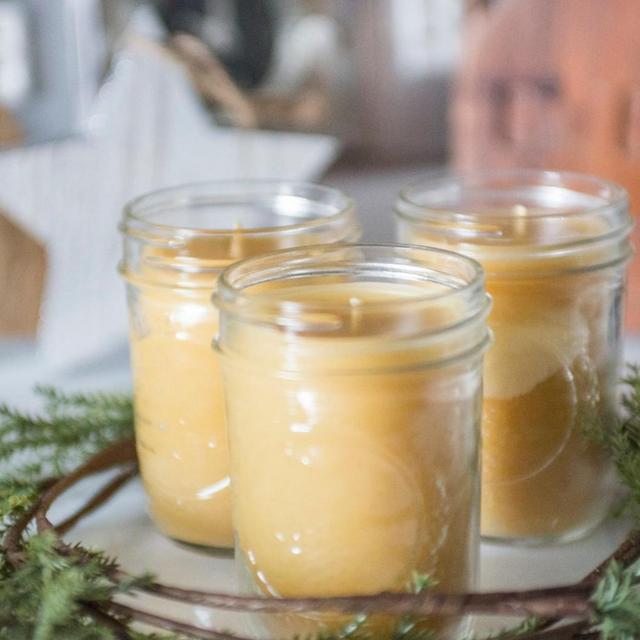 Organic Beeswax Candle in a Rustic Mason Jar
