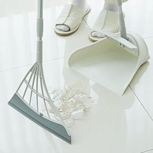 Broombi and Dustpan Set - All-Surface Silicone Broom & Squeegee for Indoor Cleaning - Sweeps Glass, Dust, Removes Pet Hair, Liquids - Smooth Floors, Rugs, Windows - One-Click Smart Dustpan (Grey)
