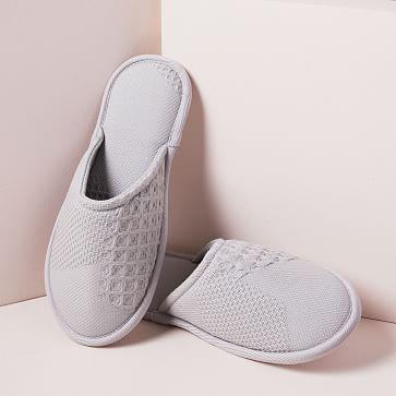 Geo Waffle Organic Cotton Slippers, Gray Sky