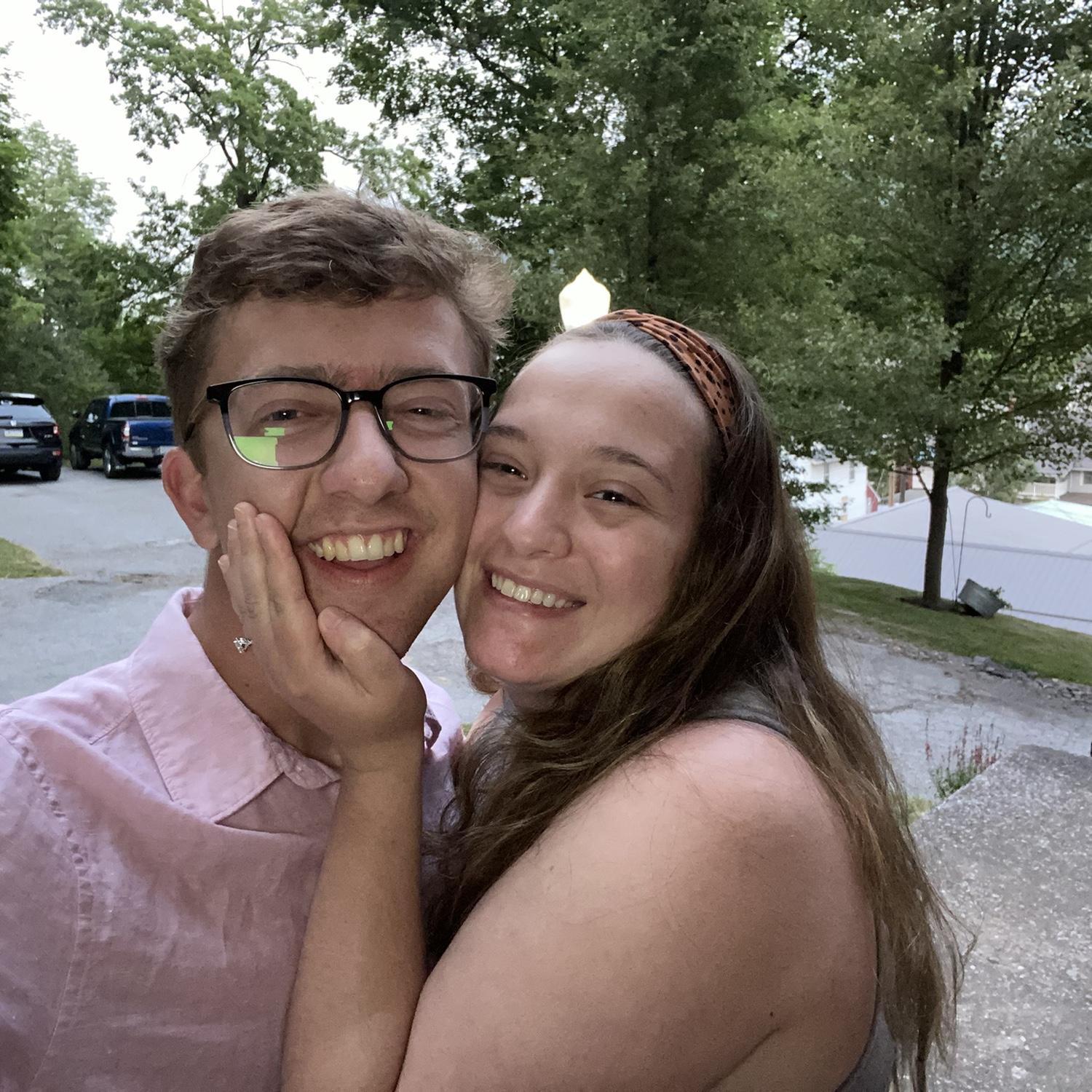 The couple celebrating one year of engagement.