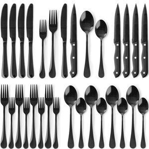 Astercook 25-Pieces Black Silverware Set