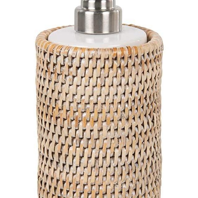 Kouboo La Jolla Rattan Liquid Soap Dispenser (12 fl.oz.), White-Wash