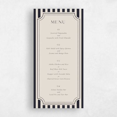 Ebony, Black Wedding Menu - Plateau