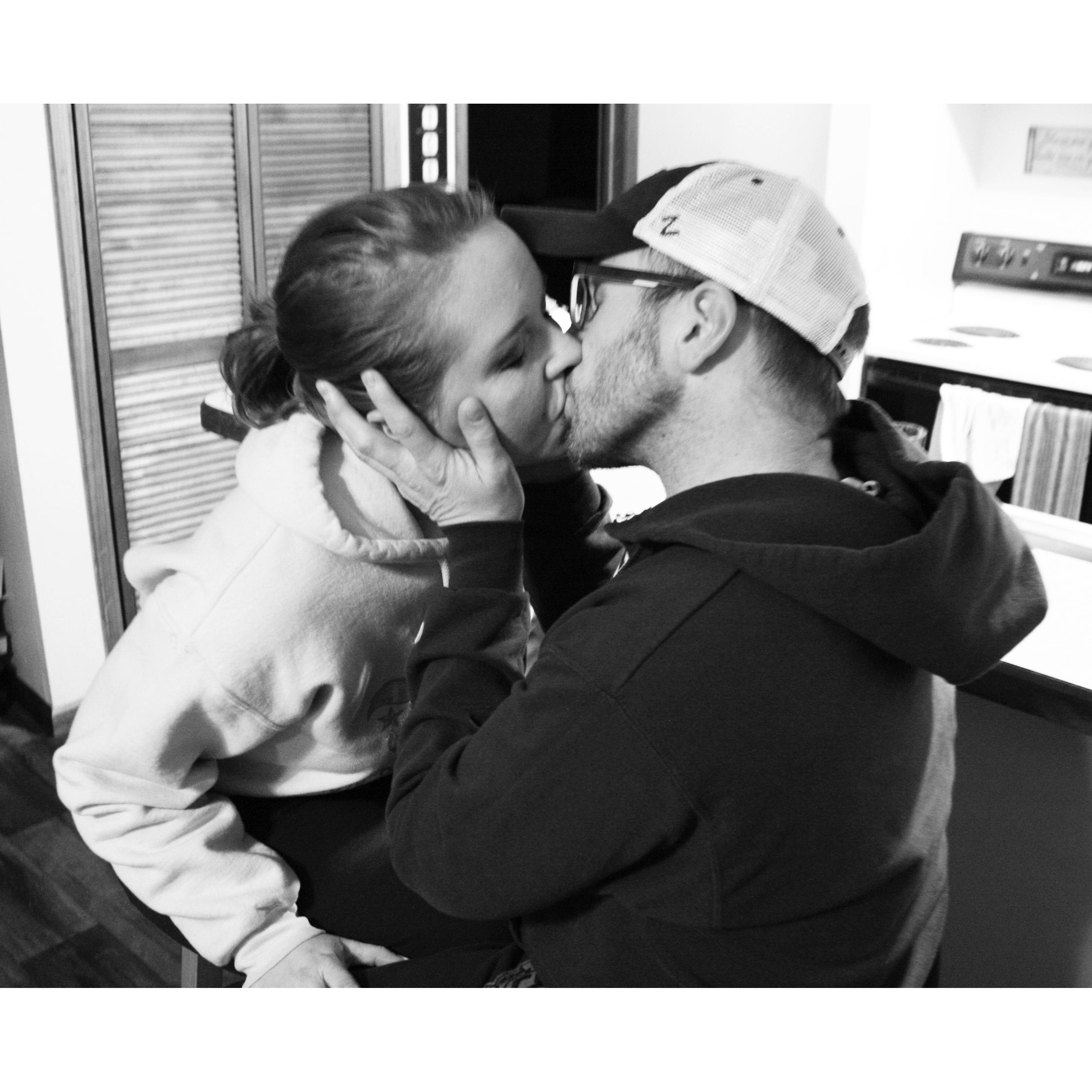 If you ever wondered what our first kiss looked like, here it is!
