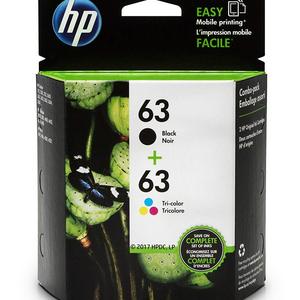 L0R46AN#140 - HP 63 Black & Tri-color Original Ink Cartridges, 2 Cartridges (F6U61AN, F6U62AN) for HP Deskjet 1112 2130 2132 3630 3632 3633 3634 3636 3637 HP ENVY 4512 4513 4520 4523 4524 HP Officejet 3830 3831 3833 4650 4652 4654 4655