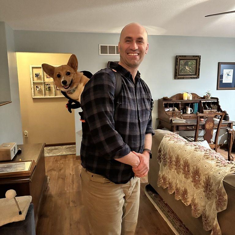 Habib and Torshi, our crazy corgi whom we adopted together.