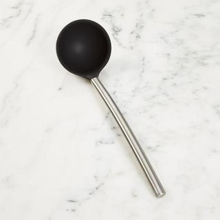 Black Silicone Ladle with Stainless Steel Handle