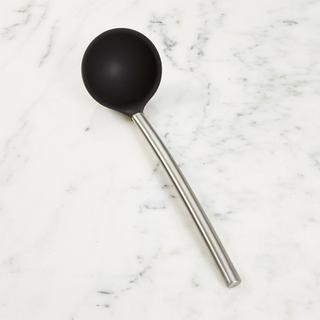Black Silicone Ladle with Stainless Steel Handle