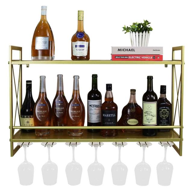 31.5 inch Wall Mounted Wine Racks with Glass Holder