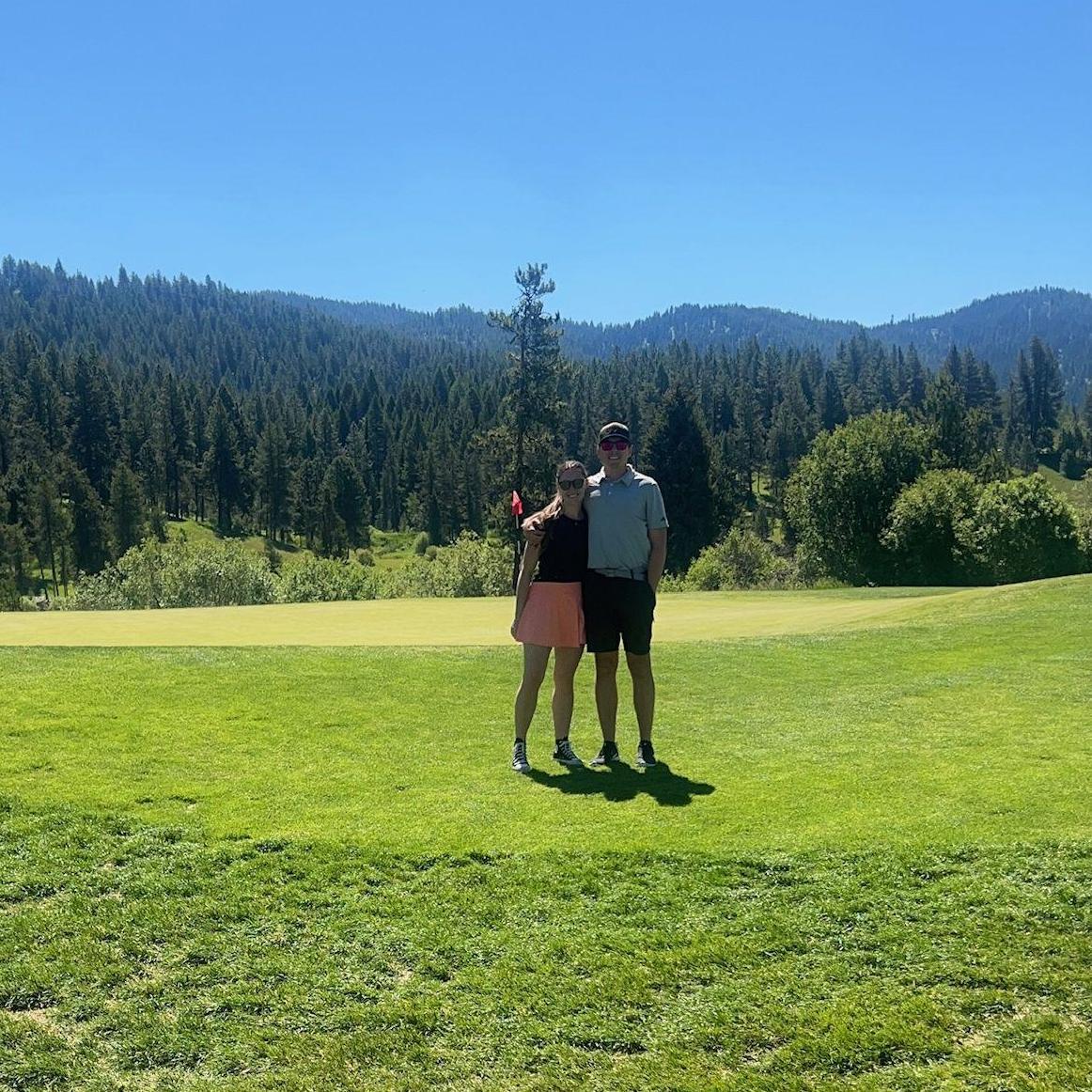 Many of our first weekends were spent together out on the greens! Or at least "close" to them when Austie was playing...