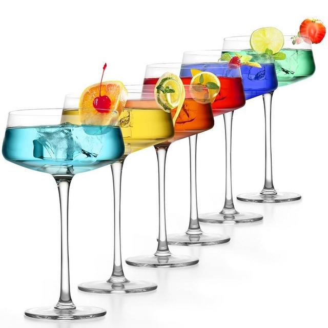 Bouaida Coupe Glasses Set of 6, Vintage Martini Glasses Set of 6, 8.8 Oz Coupe Cocktail Glasses, Cute Cocktail Glasses, Espresso Martini Glasses, Perfect for Bar, Parties and Gift