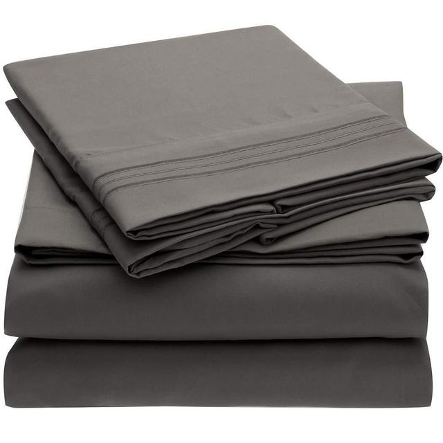Mellanni Bed Sheet Set - Brushed Microfiber 1800 Bedding - 4 Piece (Queen, Gray)