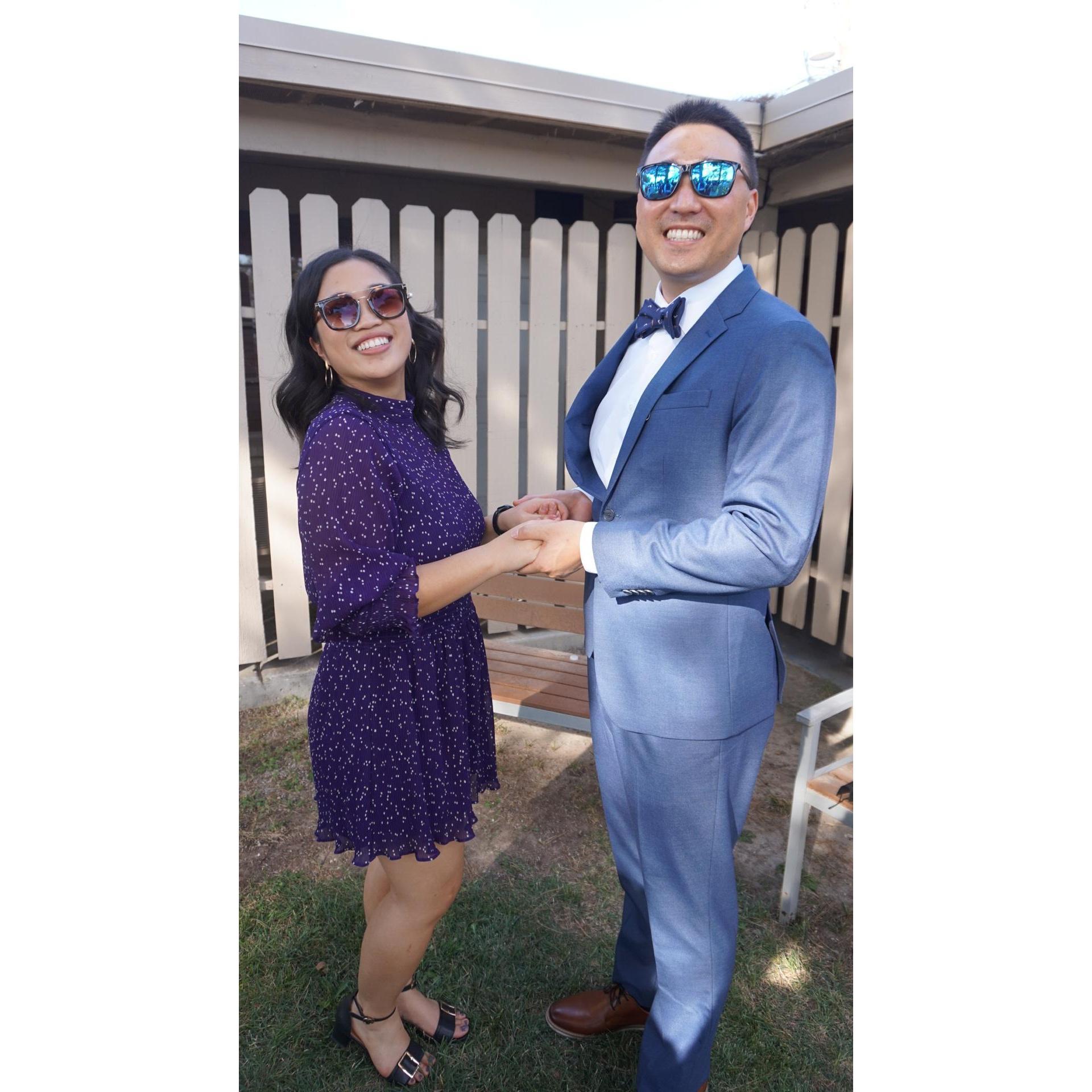 Enjoying our family friend's wedding before our own!