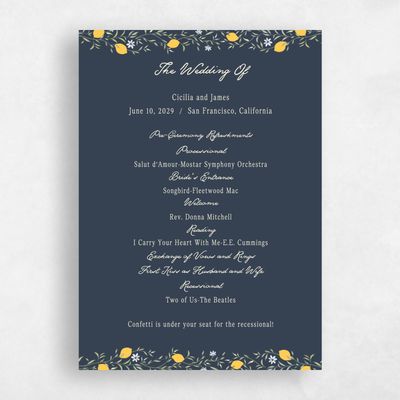 Grayed Navy, Blue Wedding Program - Brume