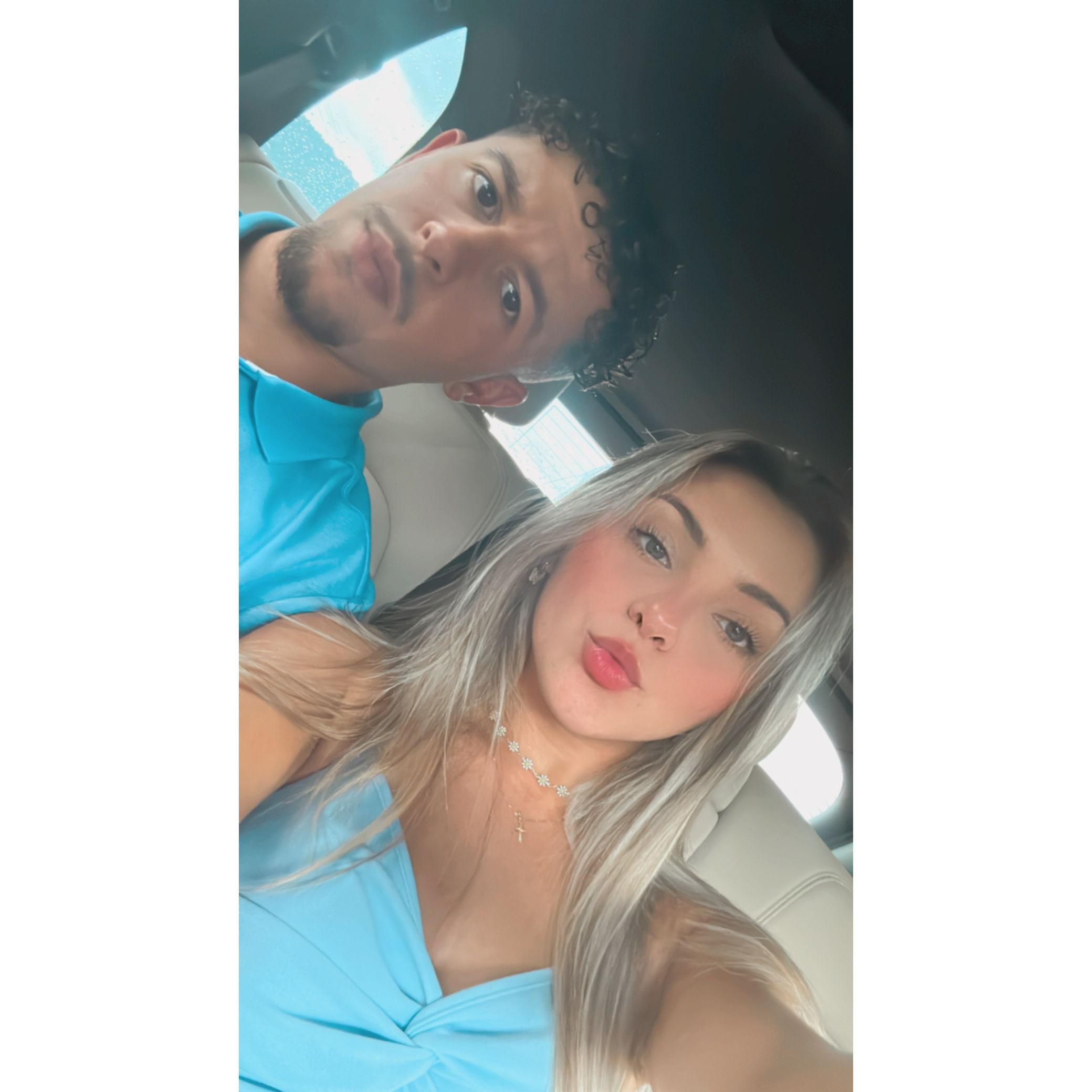 In the family trip with Gabe's family, we all went to dinner and we were matching!