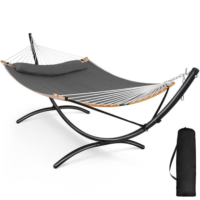 SUNCREAT Hammocks Standing Patio Hammock, Portable Hammock with Stand Foldable, Patent Pending, Dark Gray
