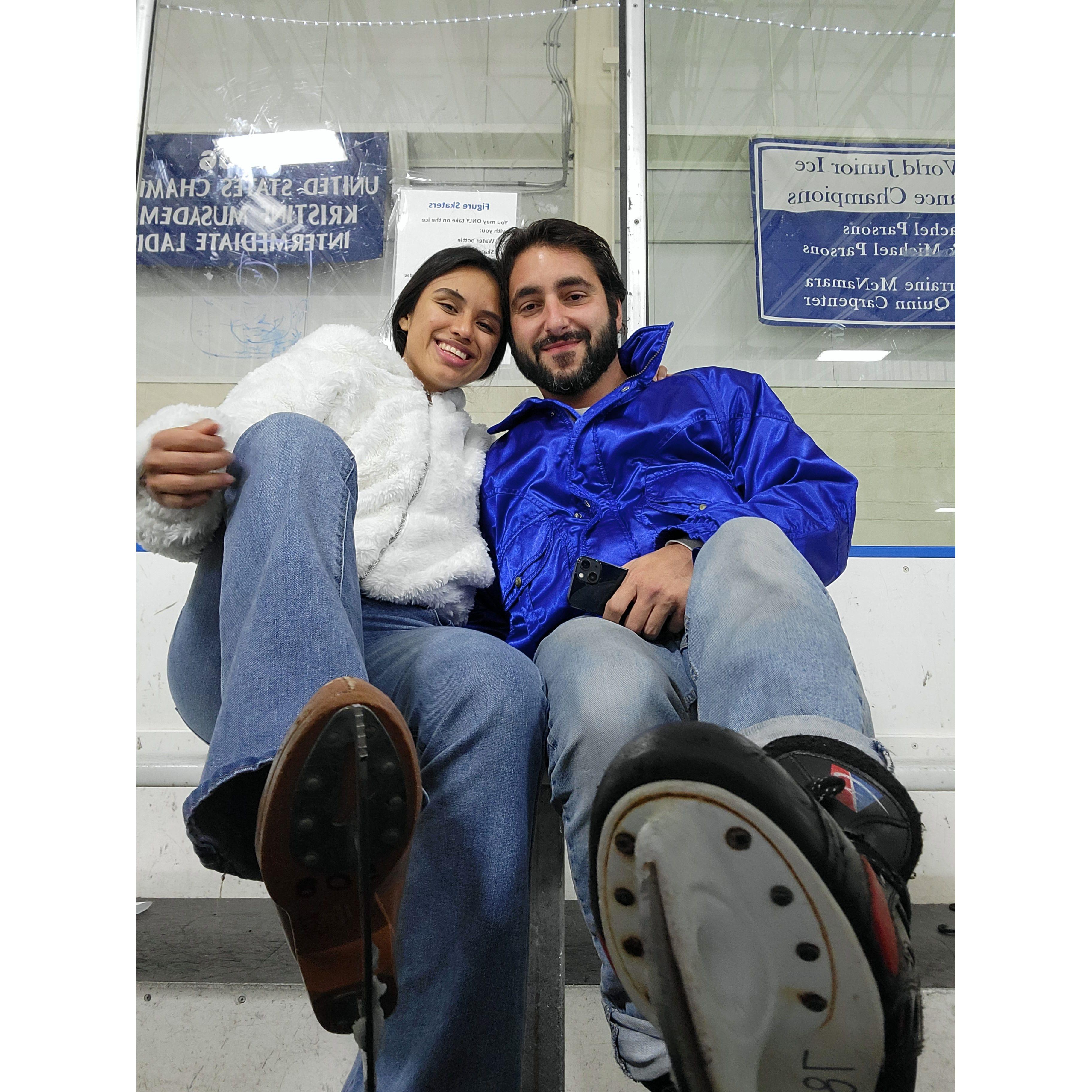 Vanessa grew up speed rollerskating around volcanos, so William had to show her how to cool things down on ice.