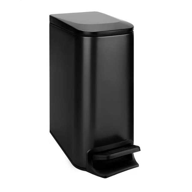 TIPGO Slim Bathroom Trash Can with Lid Soft Close, Step Pedal, 6 Liter / 1.6 Gallon Stainless Steel Trash Bin, Small Garbage Cans for Bedroom, Office, Kitchen (Matte Black)