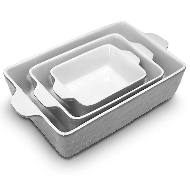 NutriChef 3Pcs. Nonstick Bakeware PFOA PFOS PTFE Tray Set w/Odor-Free Ceramic, 446°F Oven Microwave/Dishwasher Safe Rectangular Baking Pan, Gray NCCRE76