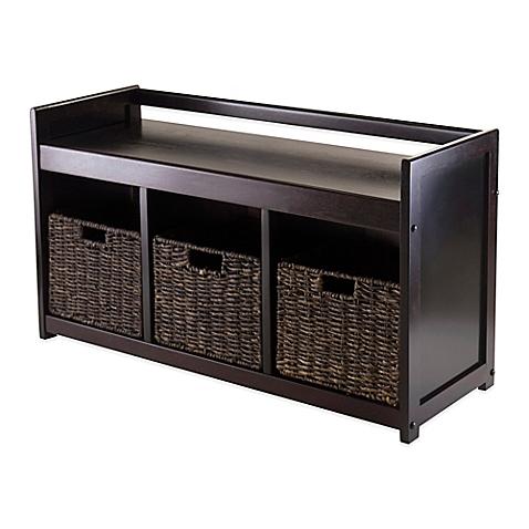 Winsome Trading Addison Storage Bench with 3 Baskets