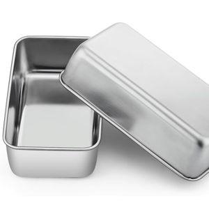 P&P CHEF Loaf Pan Set, 9 x 5 Inch Bread Pans, Stainless Steel Loaf Toast Baking Pans For Bread Meatloaf Lasagna Cake, Healthy & Non Toxic, Oven & Dishwasher Safe,(Silver, 2Pcs)