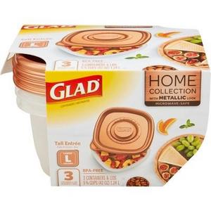 Glad Home Collection Tall Entrée Food Storage Containers - 42oz - 3ct