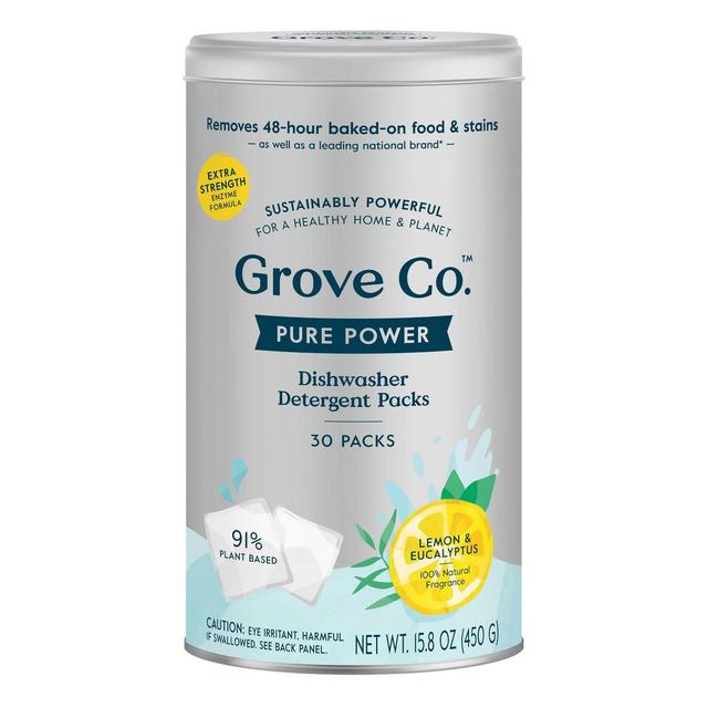 Grove Co. Pure Power Dishwasher Detergent Packs - Lemon Eucalyptus & Mint - 30ct/12.6oz