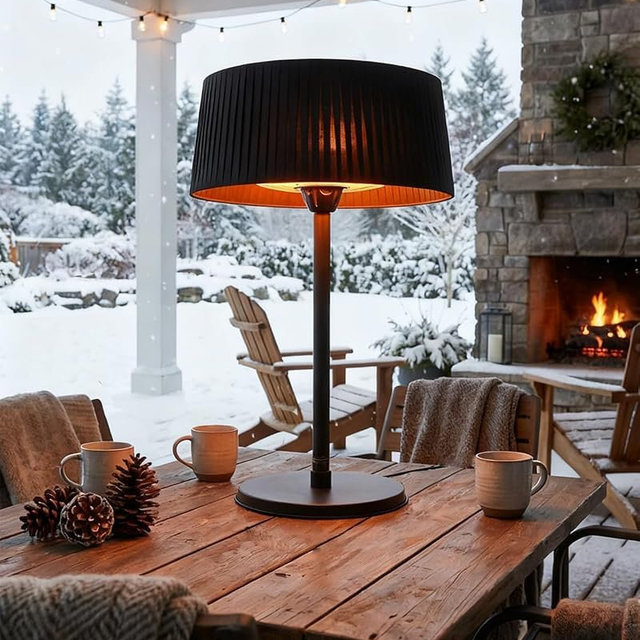 Electric Outdoor Patio Heater, 1500W Tabletop Infrared Heater for Indoor & Outdoor, IP55 Waterproof, Fast Heating, Tip-Over Protection, Perfect for Garden, Balcony, Garage, Porch (black, tabletop)