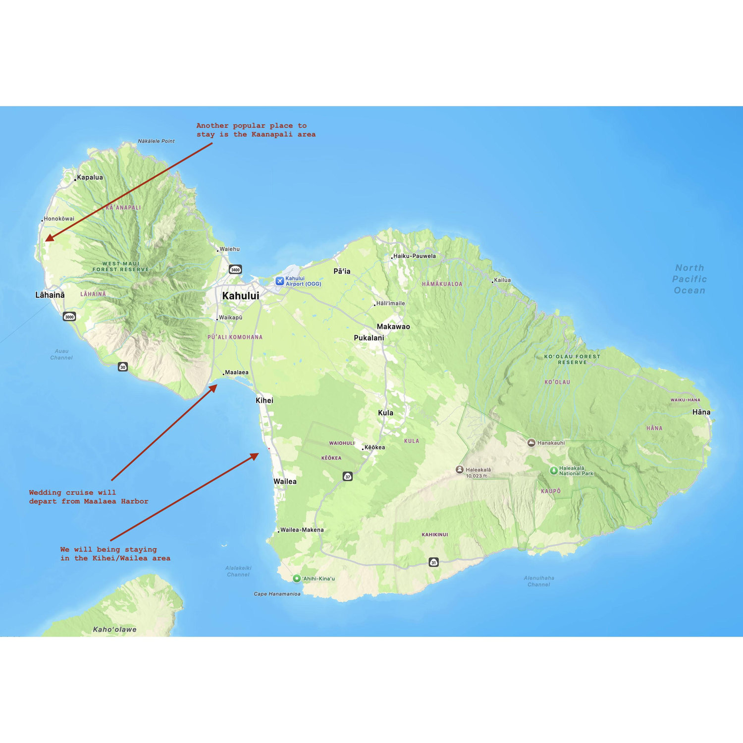 Quick view of a few key locations on Maui