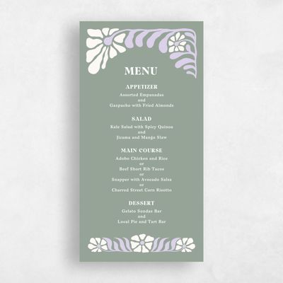 Sage, Green Wedding Menu - Bellefleur