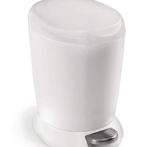 simplehuman 6 Liter / 1.6 Gallon Compact Plastic Round Bathroom Step Trash Can, White Plastic