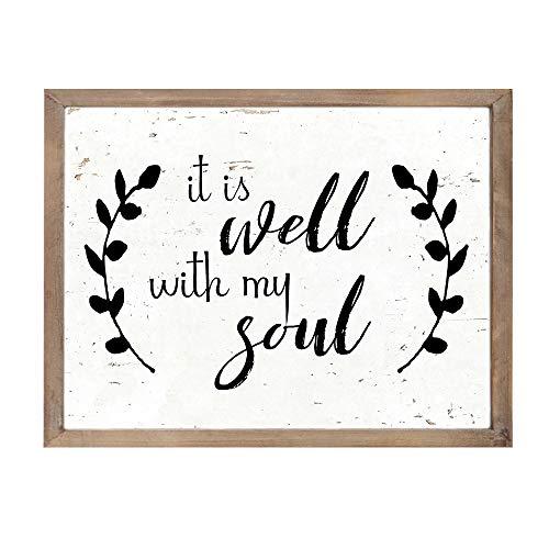 MODE HOME It is Well with My Soul Wall Art Vintage Wooden Wall Decor Framed Wooden Signs