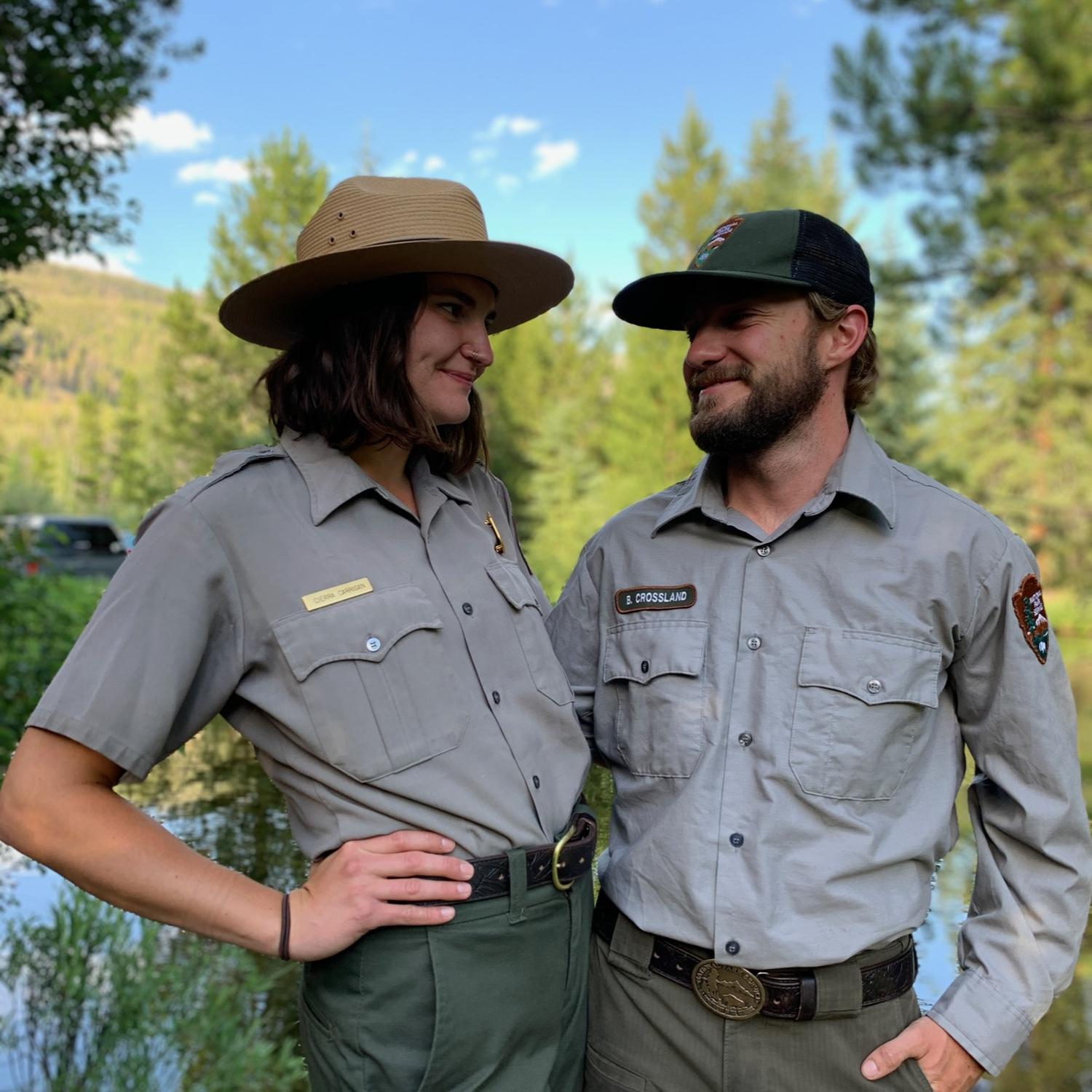 A trail crew guy and a visitor center gal. A tale as old as time. Parkie love!
