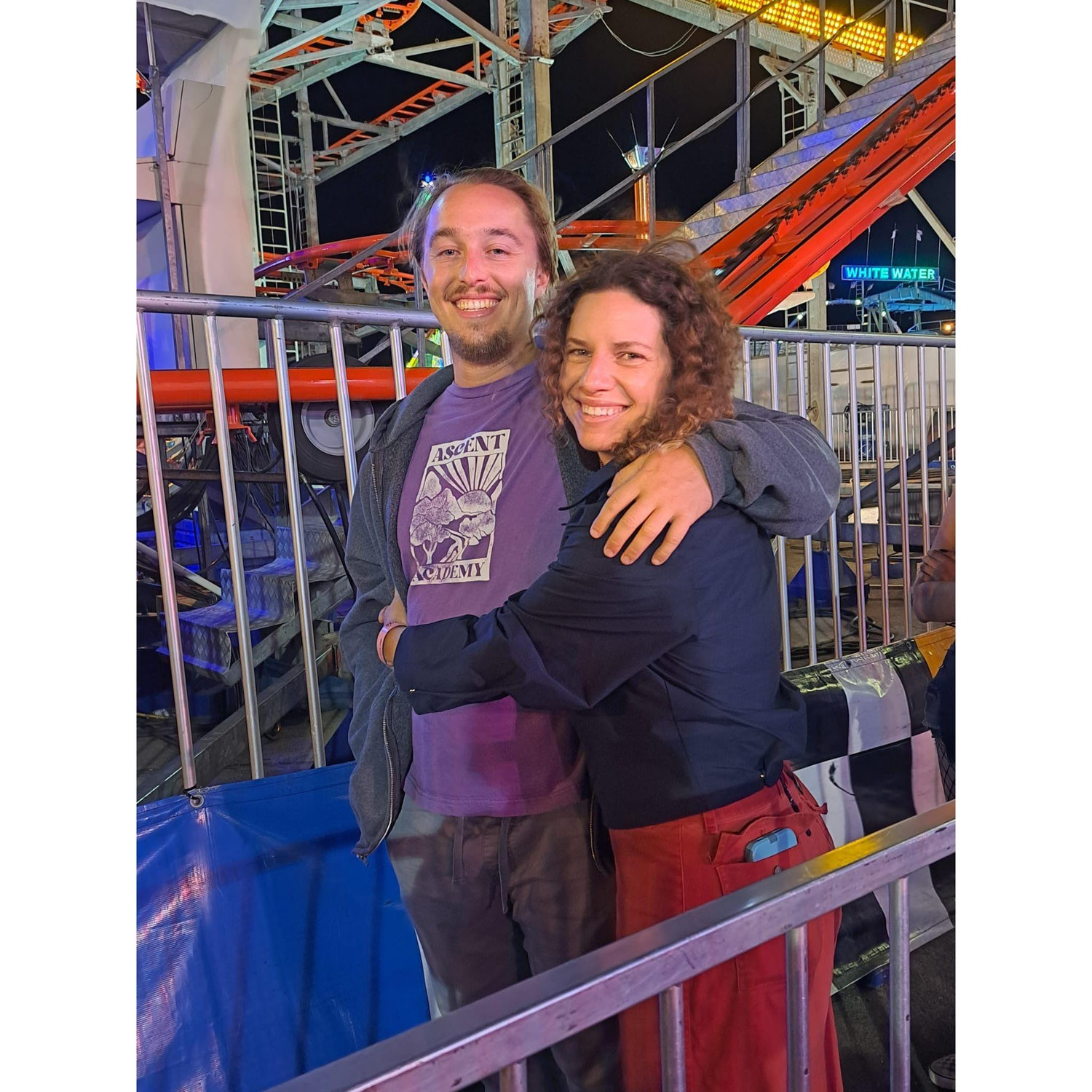 In line to ride a rollercoaster at the California State Fair