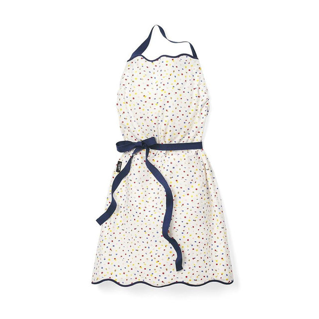 Kate Spade New York Sparkling Confetti Kitchen Apron, 100% Cotton with Adjustable Neck Tie, "Stir Up Trouble" Print, Metallic Accents, Double Pockets, Machine Washable, White, 33"x33"