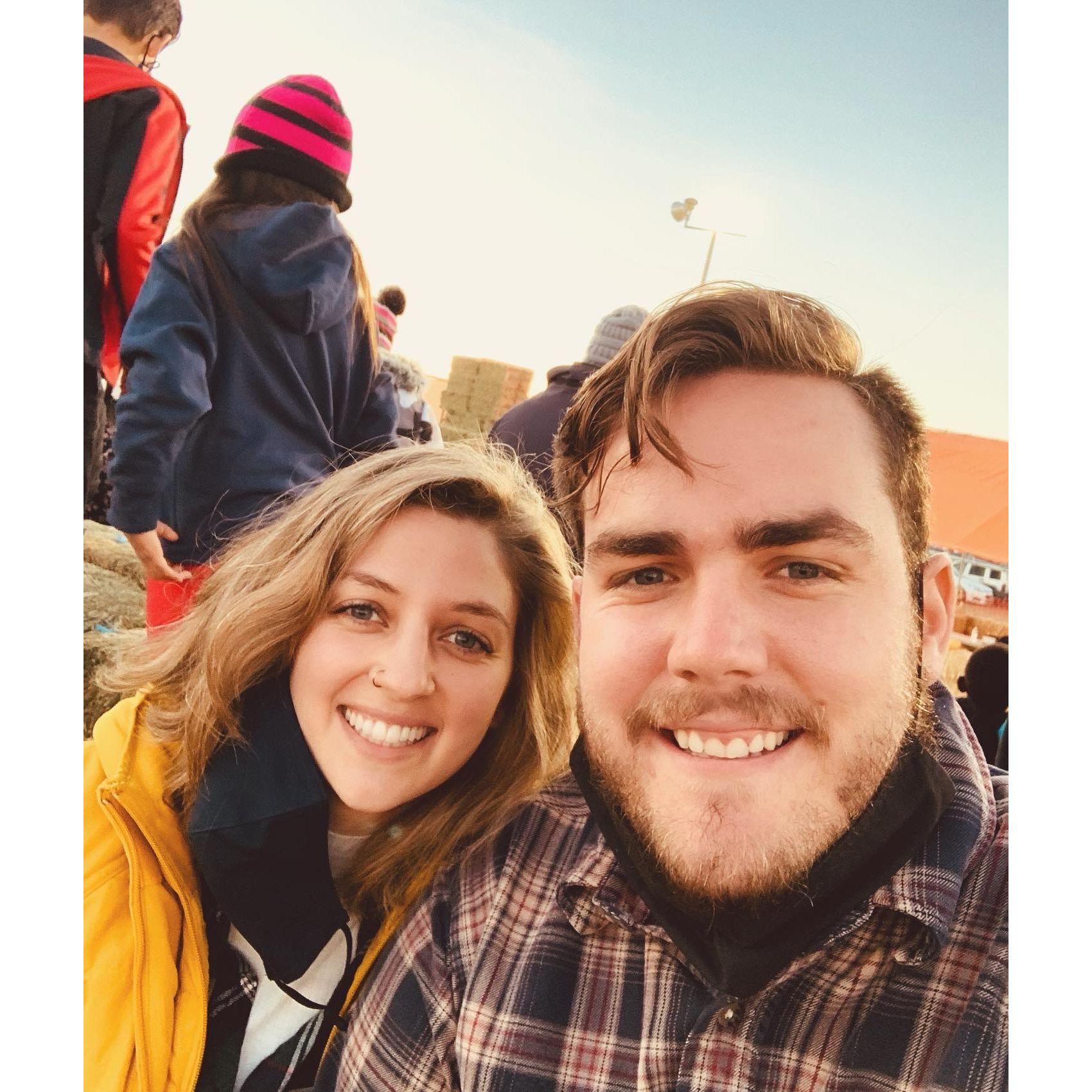 One of our first dates on the hay ride at the Farmstead