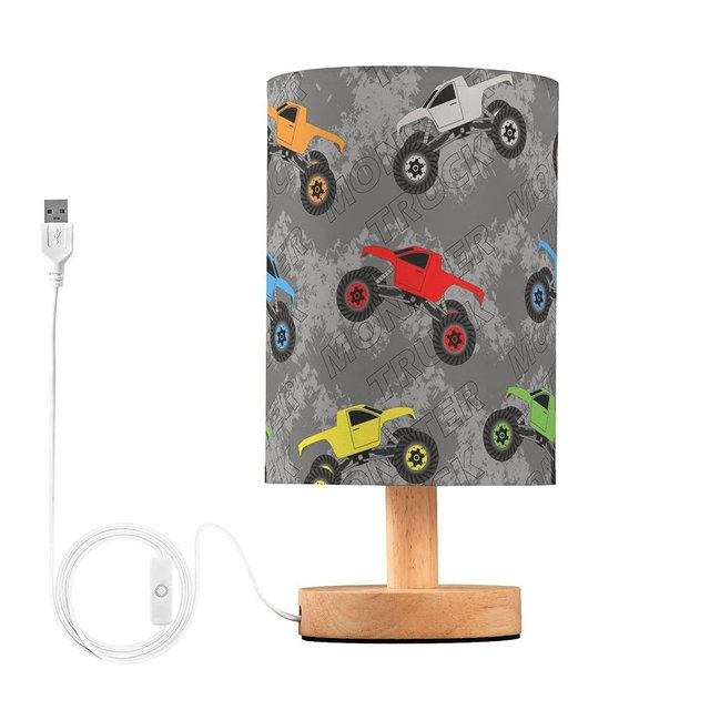 Vozoza Monster Truck LED Table Lamp with USB Port Night Light Bedroom Lamps for Nightstand Living Room Dorm Home Office Desk