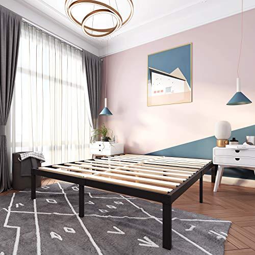 14 Inch Metal Platform Bed Frames / Wood Slat Support / No Box Spring Needed / 3500 lbs Heavy Duty/ Noise Free/ With storage / Black Finish, King