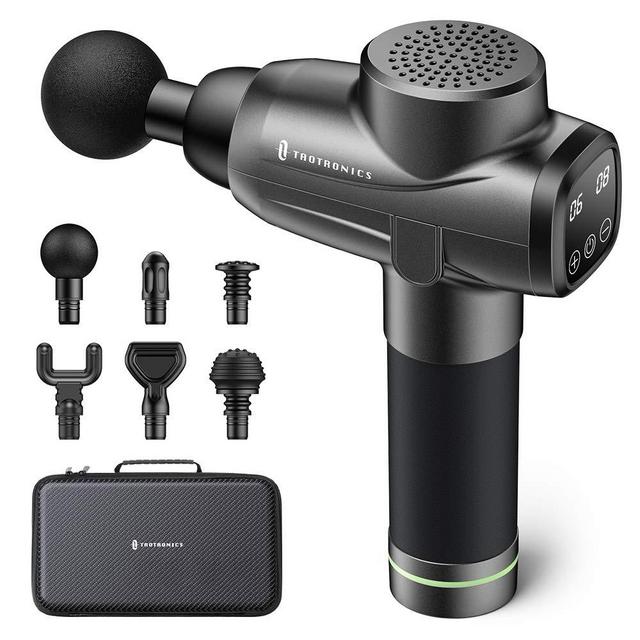 Massage Gun TaoTronics Professional Deep Tissue Muscle Massager Gun Percussion Handheld Electric Muscle Massager with 10 Speed Levels 6 Massage Heads for Gym Office Home Post-Workout Recovery