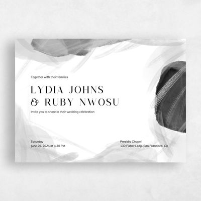 Dark Ash, Grey Wedding Invitation - Staton Landscape