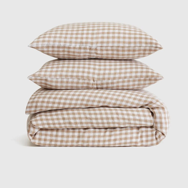European Linen Gingham Duvet Cover Set