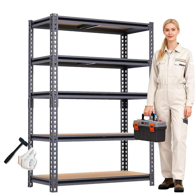 ZEUKMXOO Garage Shelving, 2400 LBS Metal Storage Shelves, 12" x 28'' x 60'' Heavy Duty Shelf, Adjustable Shelving Rack, Standing Shelf Units, Shelves for Garage Storage