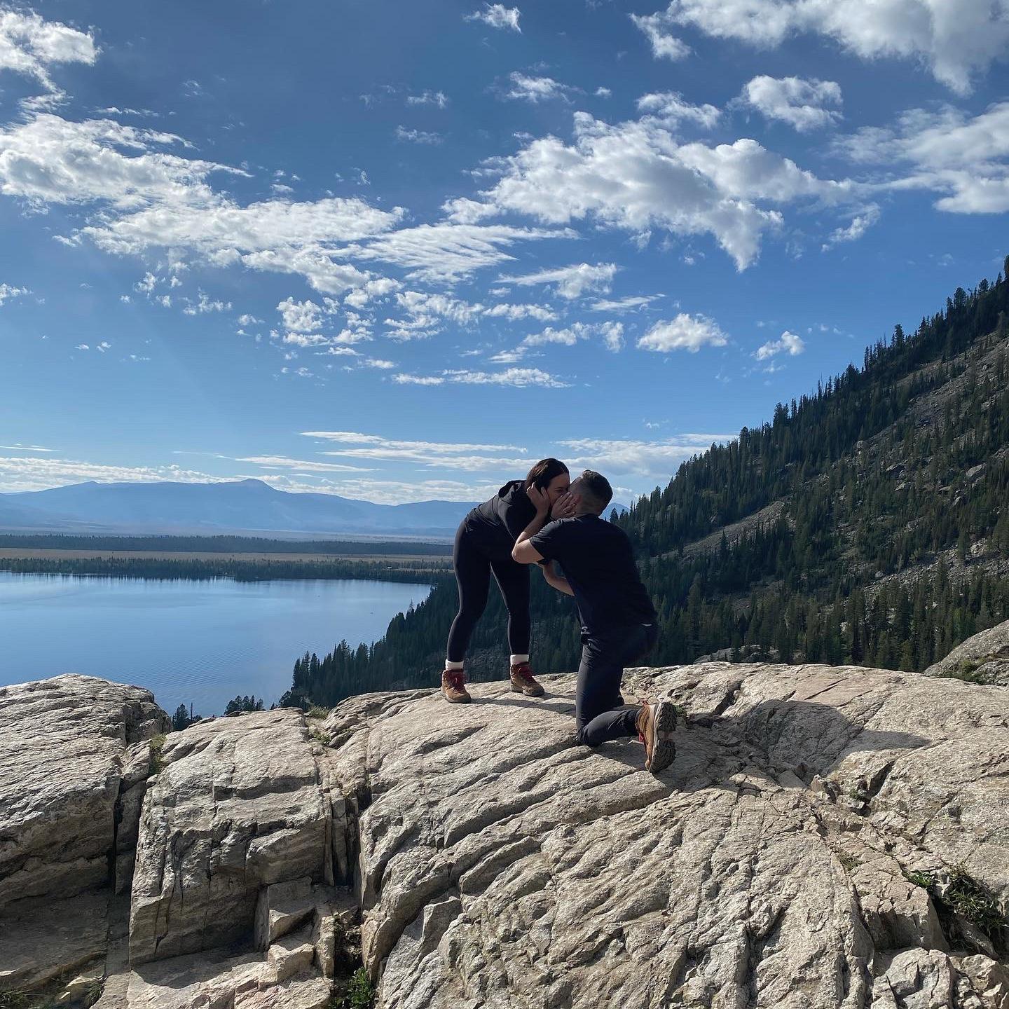 Max proposed at Inspiration Point overlooking Jenny Lake in Grand Teton National Park. Shannon would've hiked much faster if she knew what was going to happen at the top!