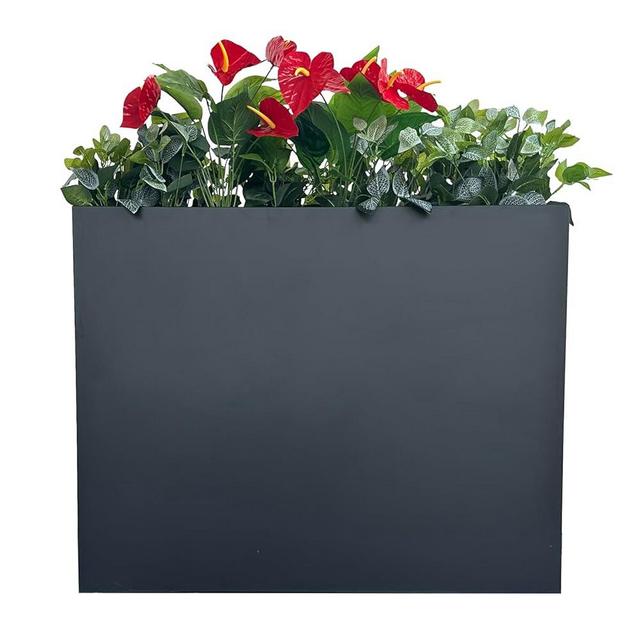 MinCHI257 38" L x 13" W x 30" H Metal Tall Rectangular Planter - Large Planter Box for Outdoor Patio/Porch Modern Design for Plants, Flowers, Garden,Spliced Flower Pot (Black)