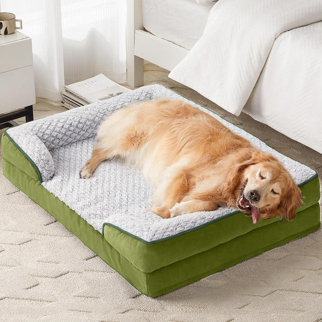 LEXTRO Orthopedic Dog Bed for Large Dogs, Egg Crate Foam Bed for Large Dogs, Equipped with Removable Waterproof Pillow Cover and Anti-Slip Bottom, Pet Bed