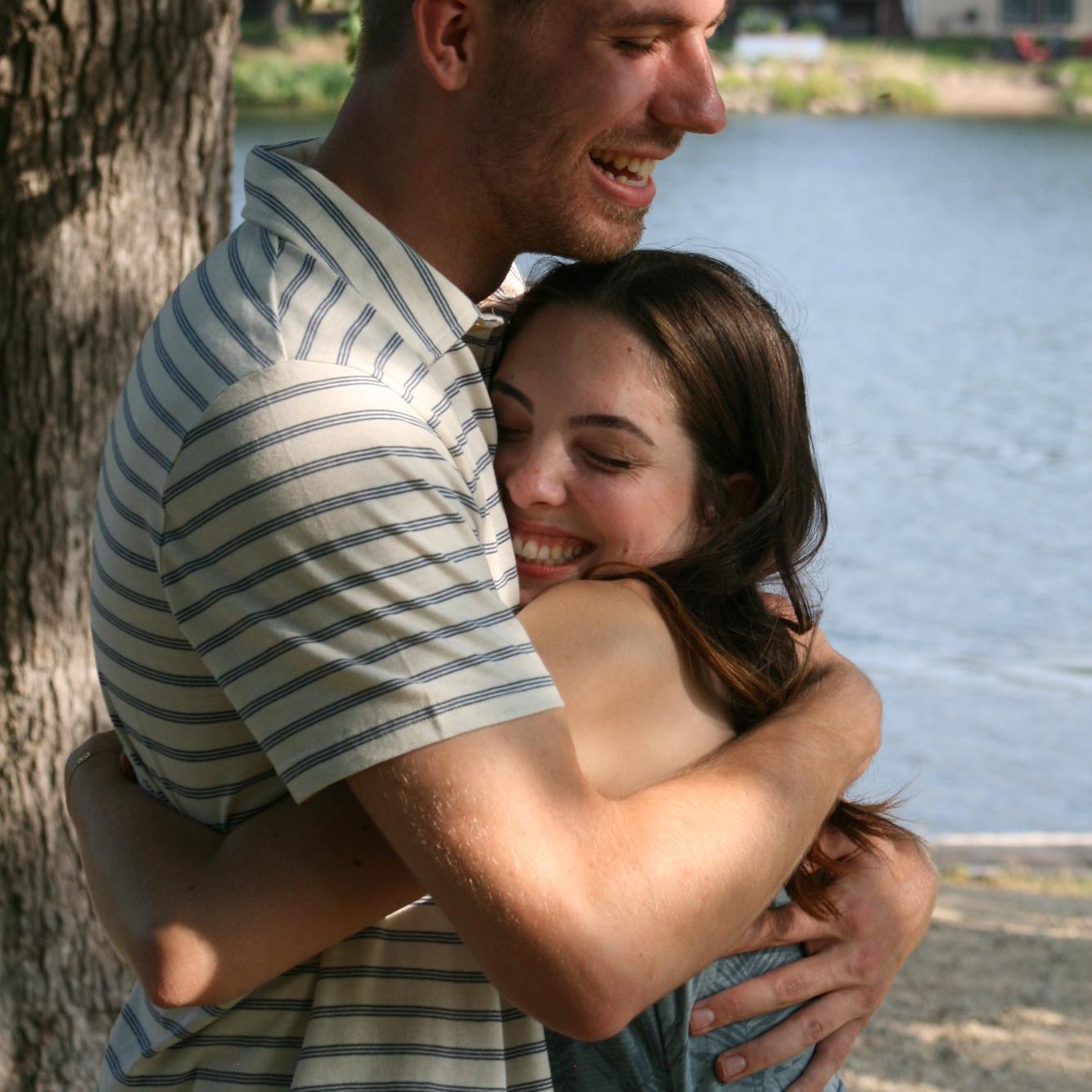 Big hug after getting engaged!
