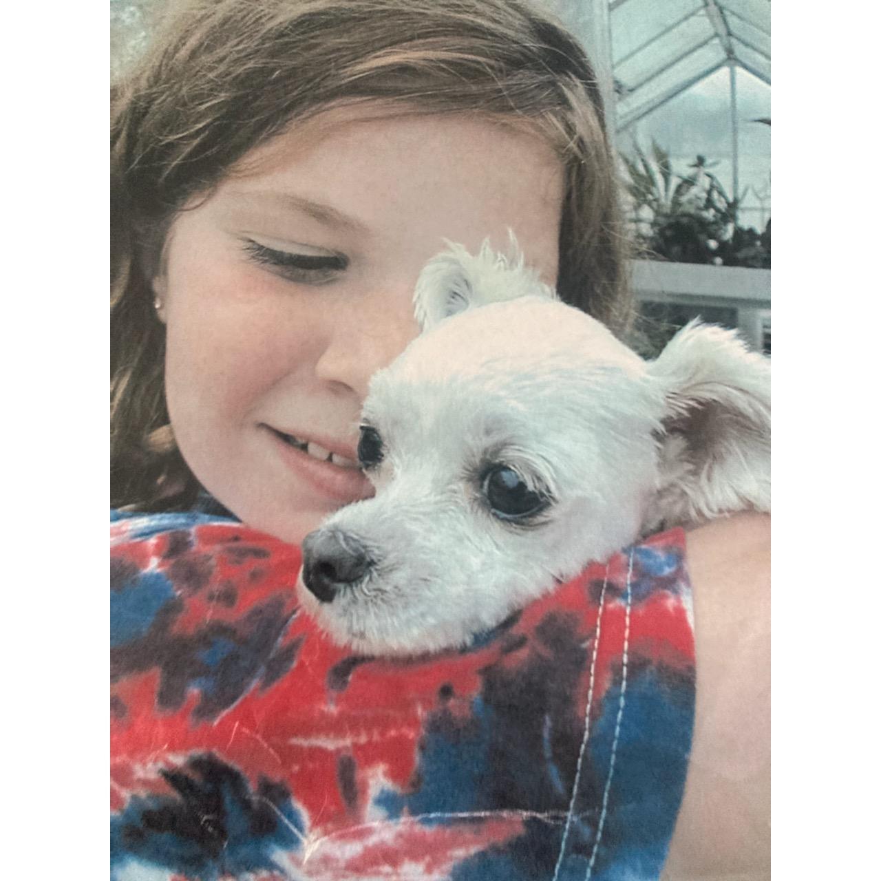 Rachael and Lili, the first dog the Kellers had and loved loved loved. <3